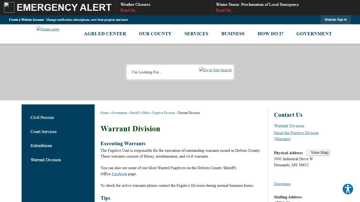 Warrant Division DeSoto County, MS - Official Website